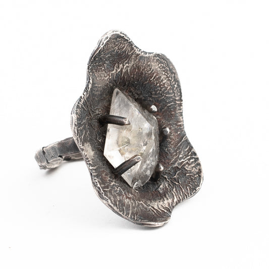 Botanic Crystal Ring // Quartz with Pyrite