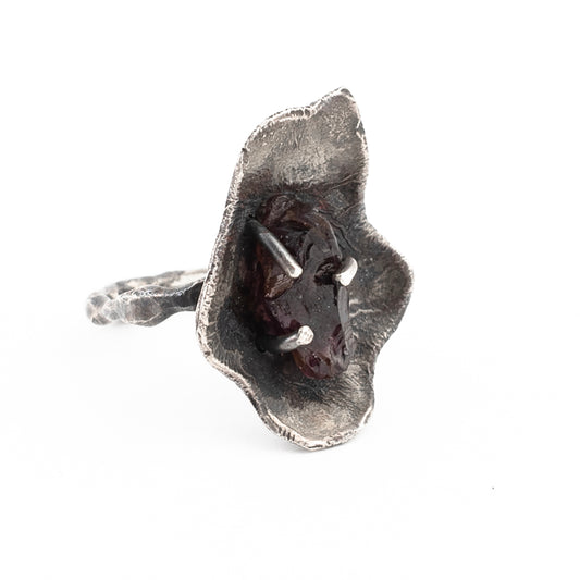 Botanic Crystal Ring // Raw Garnet
