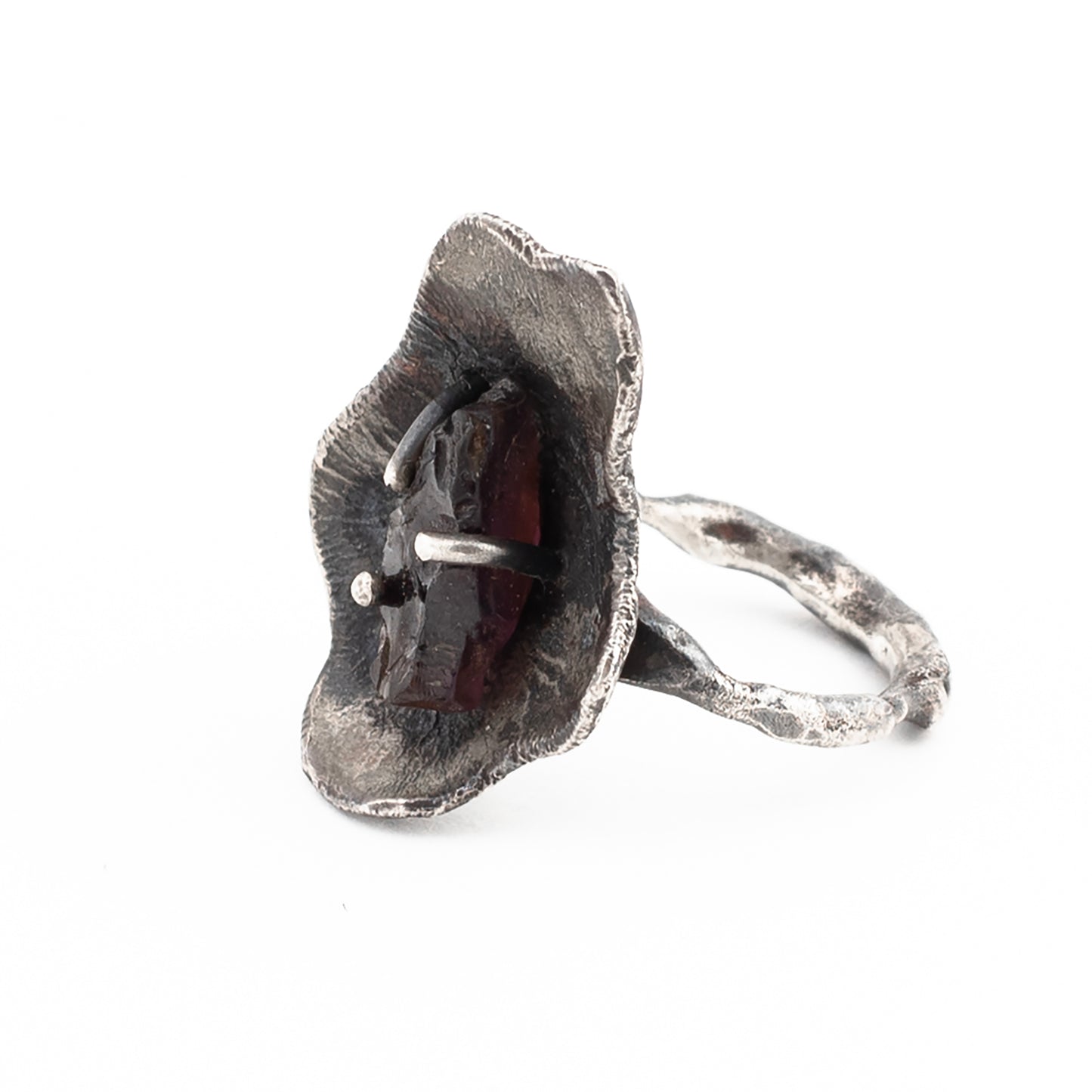 Botanic Crystal Ring // Raw Garnet