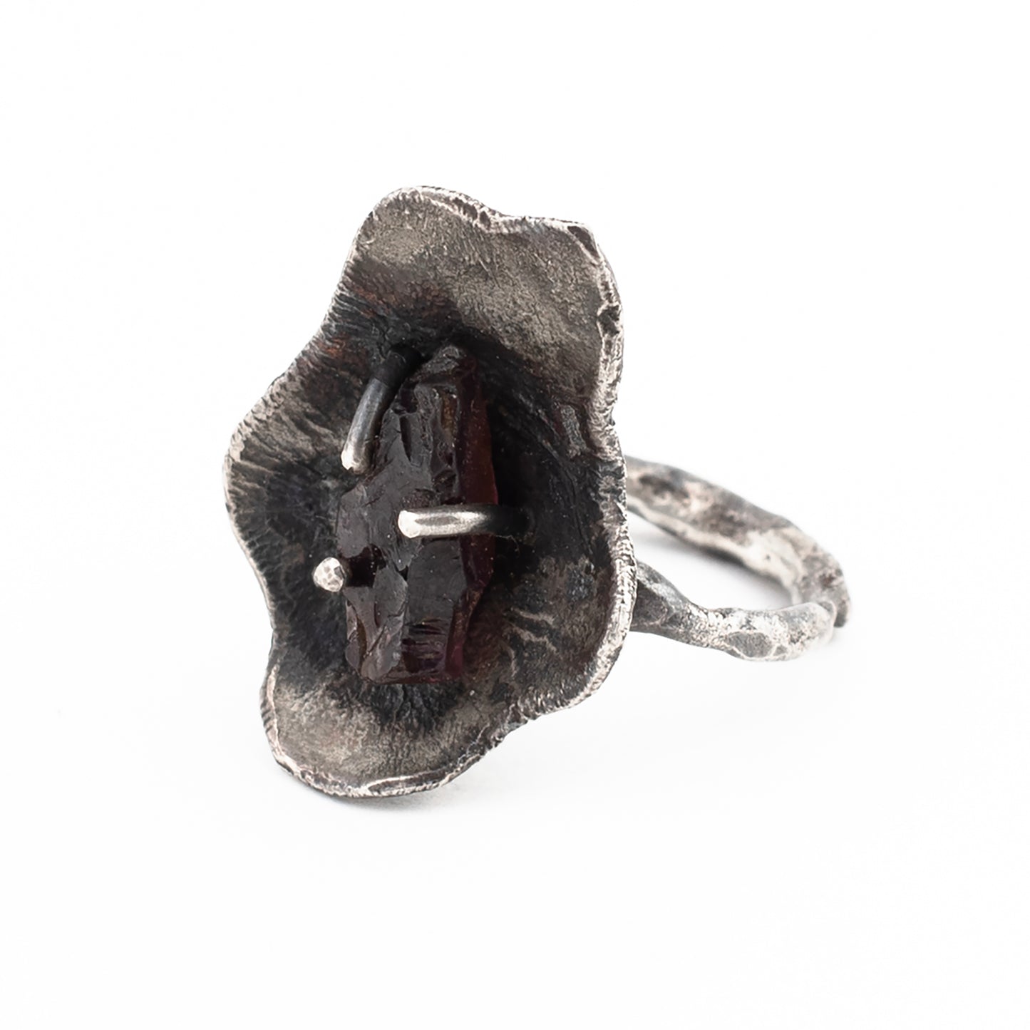 Botanic Crystal Ring // Raw Garnet
