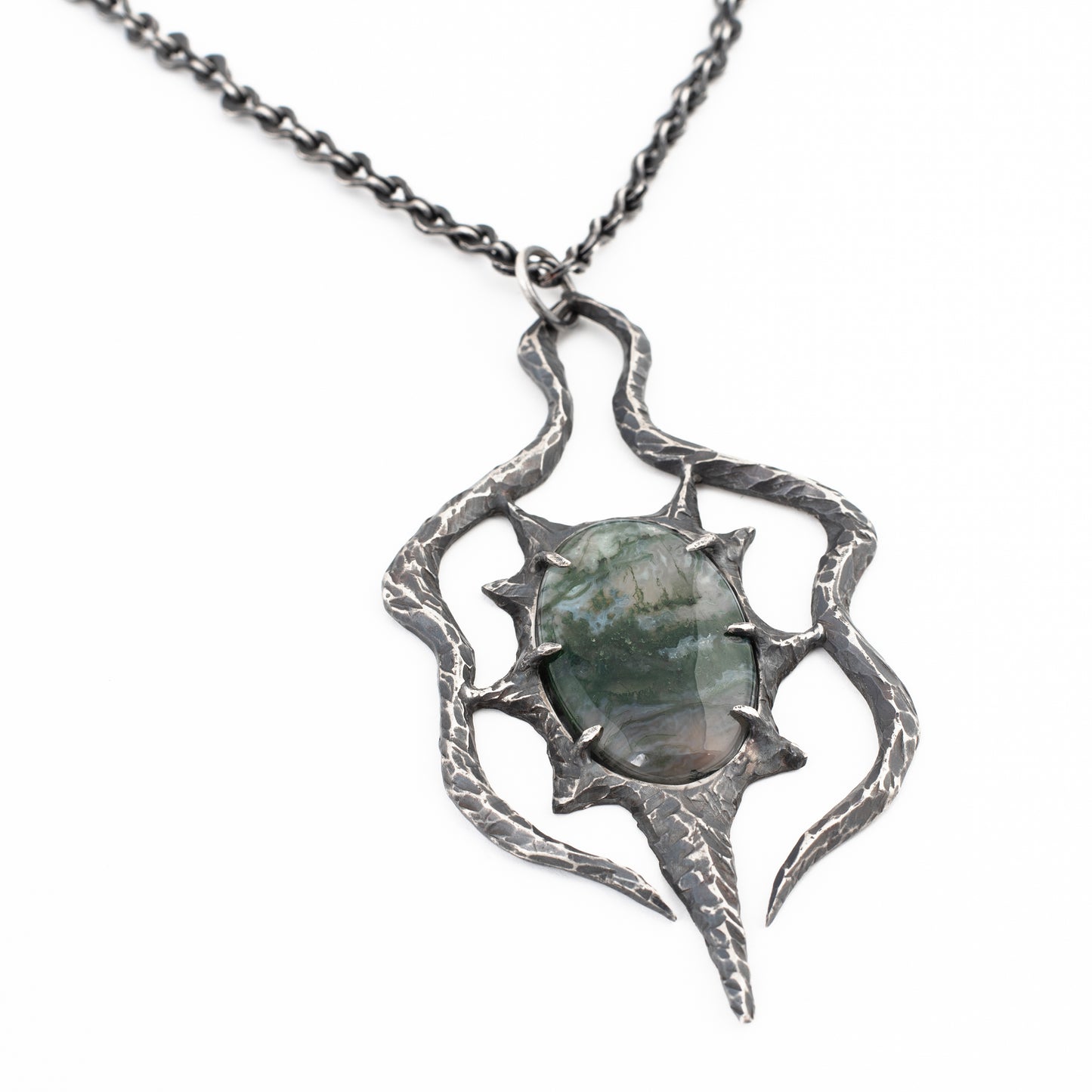 You Who Has Never Slept Necklace // Moss Agate