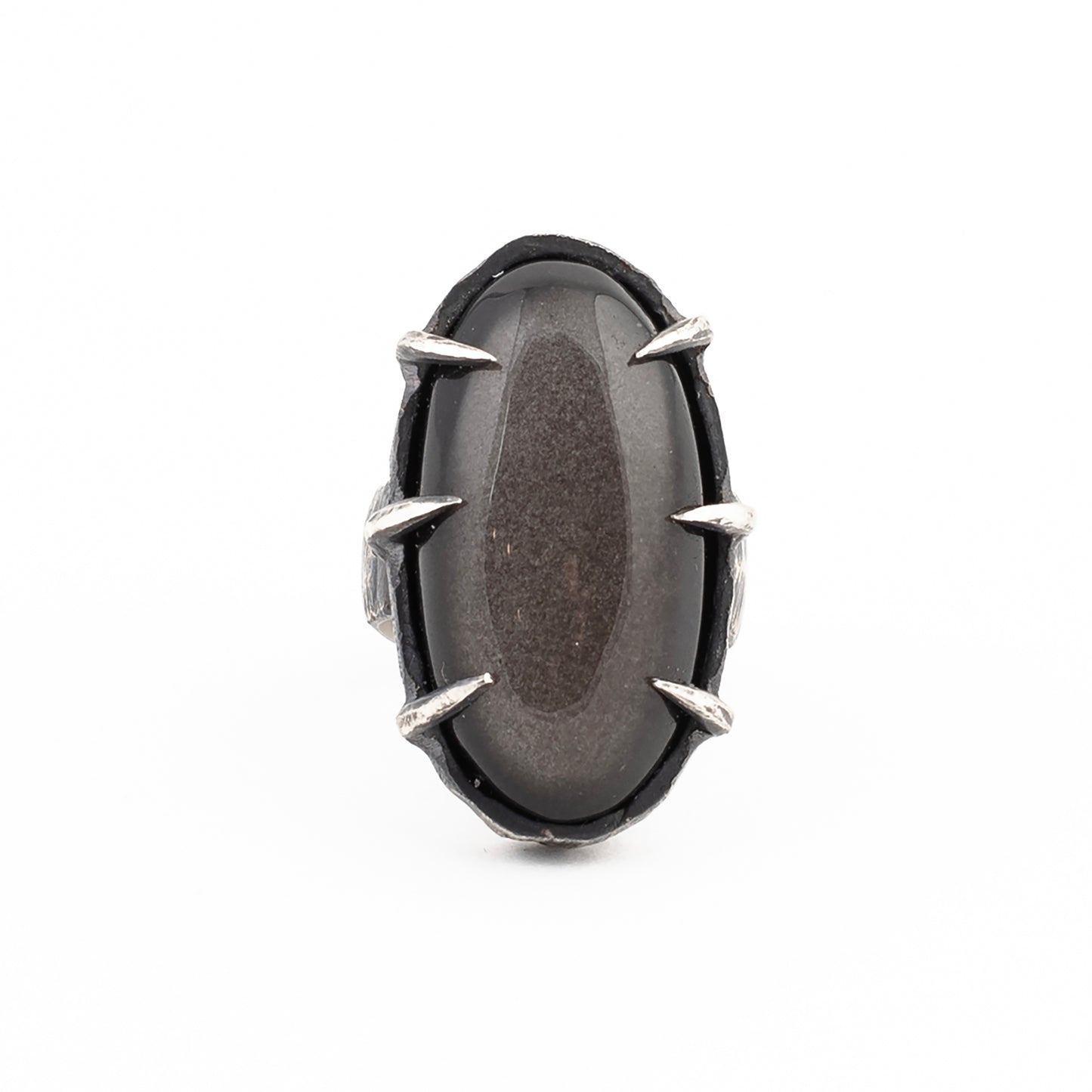 Talk Show Host Ring // Silver Sheen Obsidian