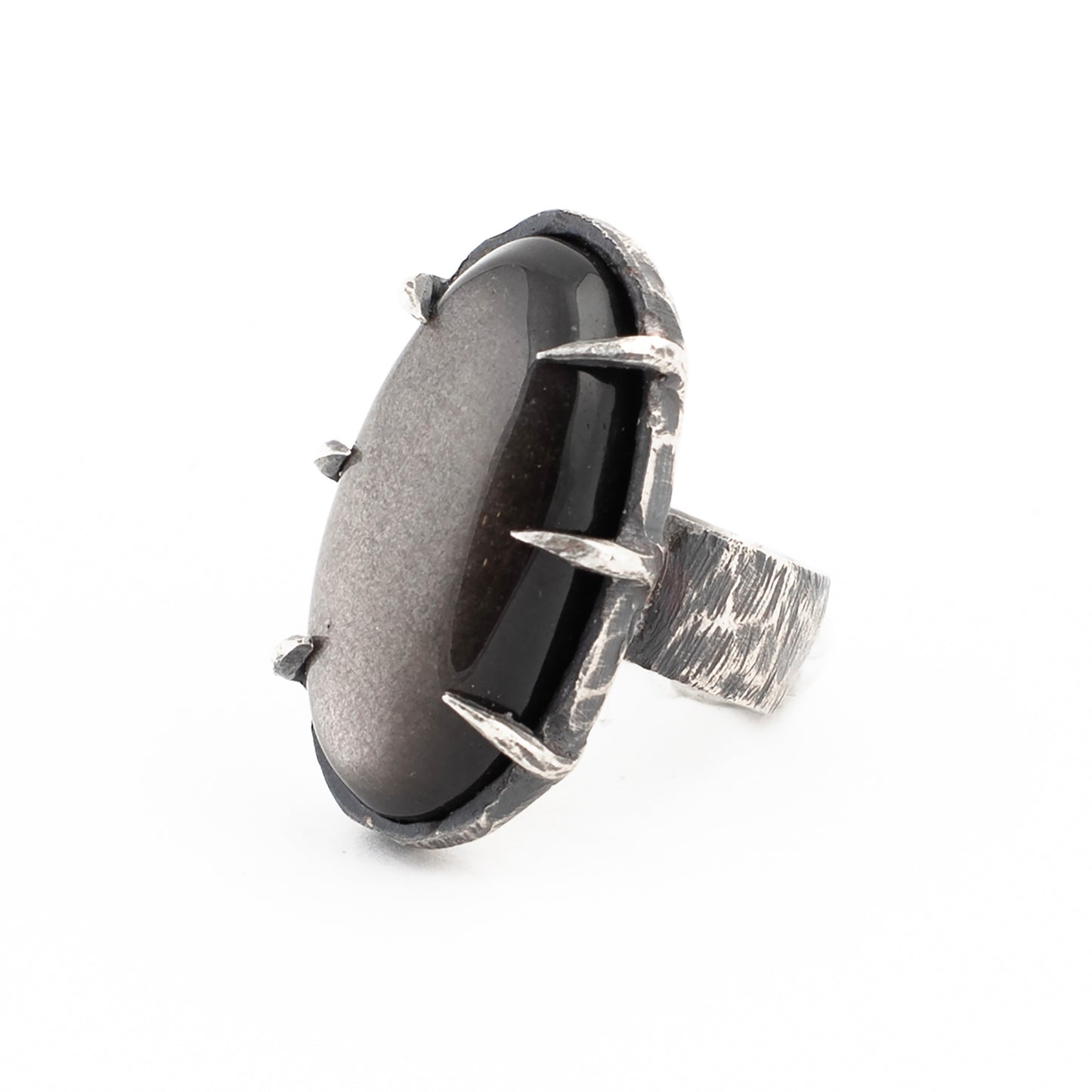 Talk Show Host Ring // Silver Sheen Obsidian