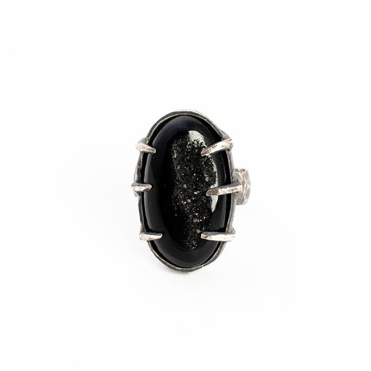One Hundred Years Ring // Onyx Druzy