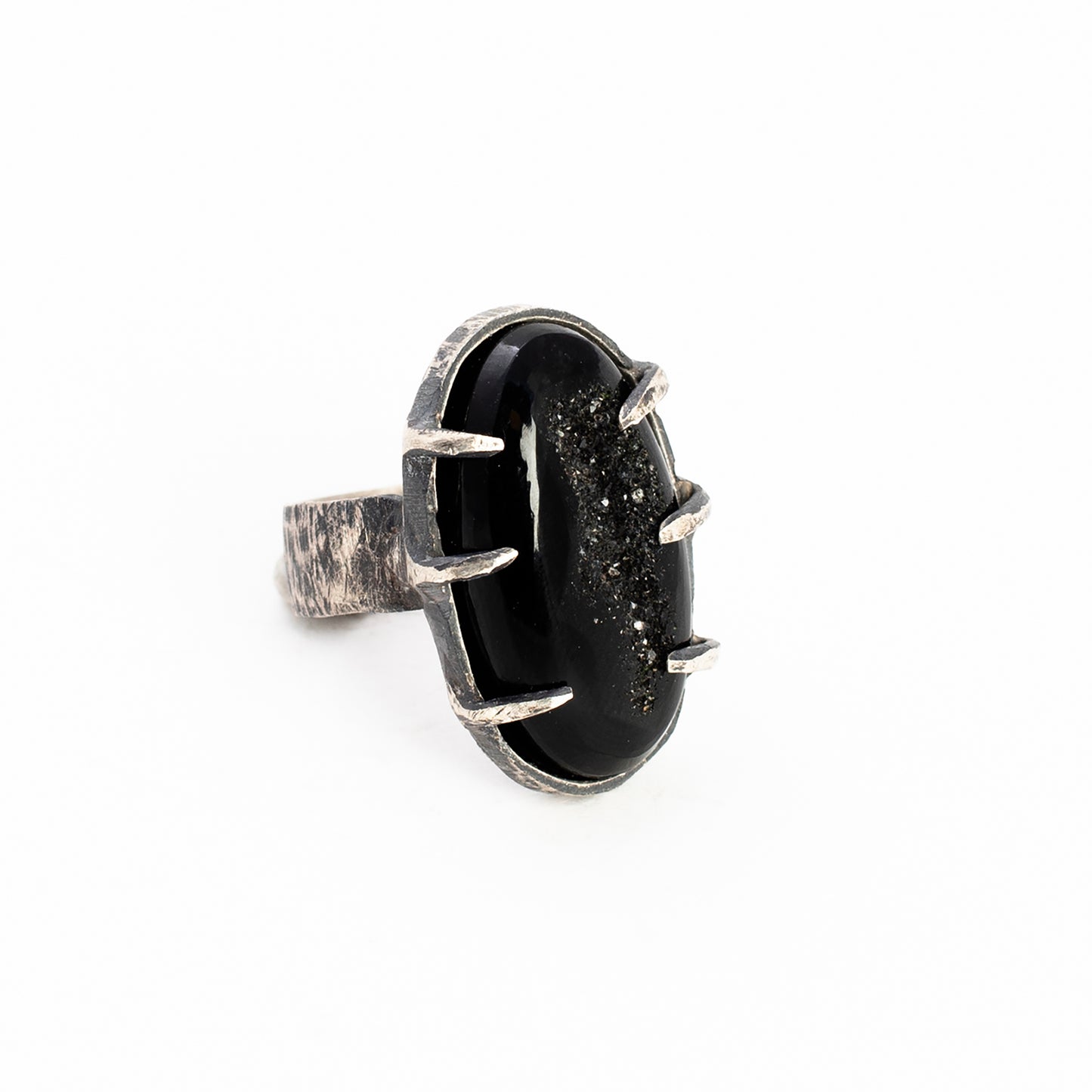 One Hundred Years Ring // Onyx Druzy