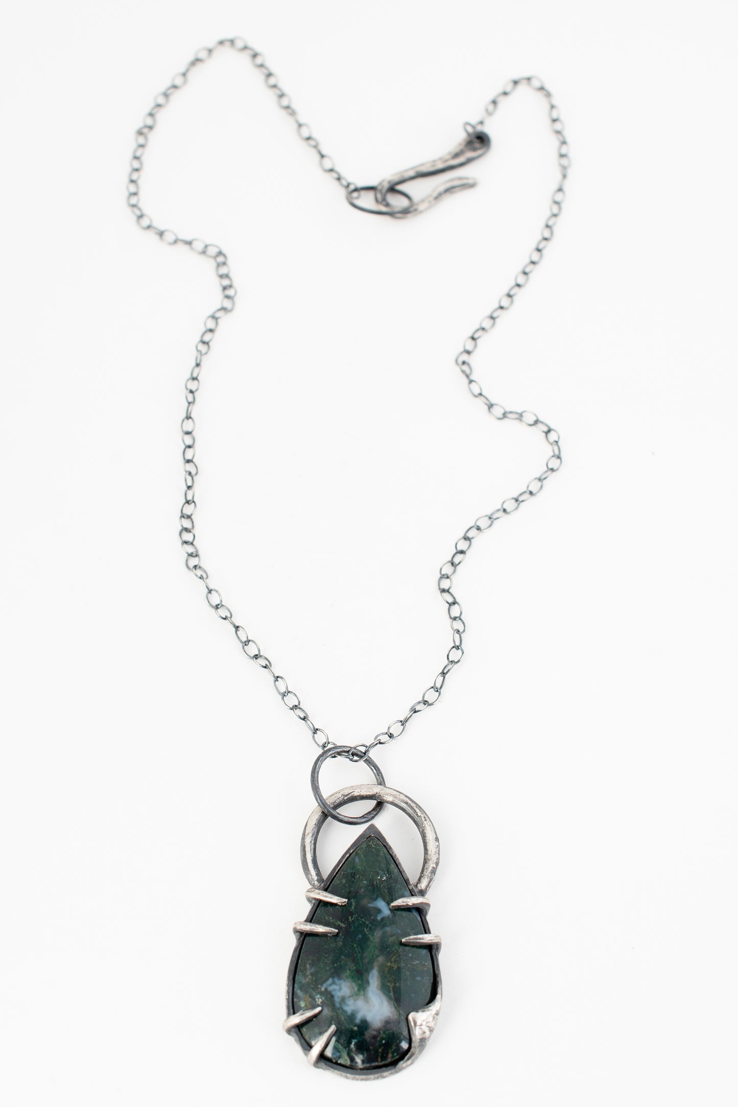Black Sun Necklace // Moss Agate