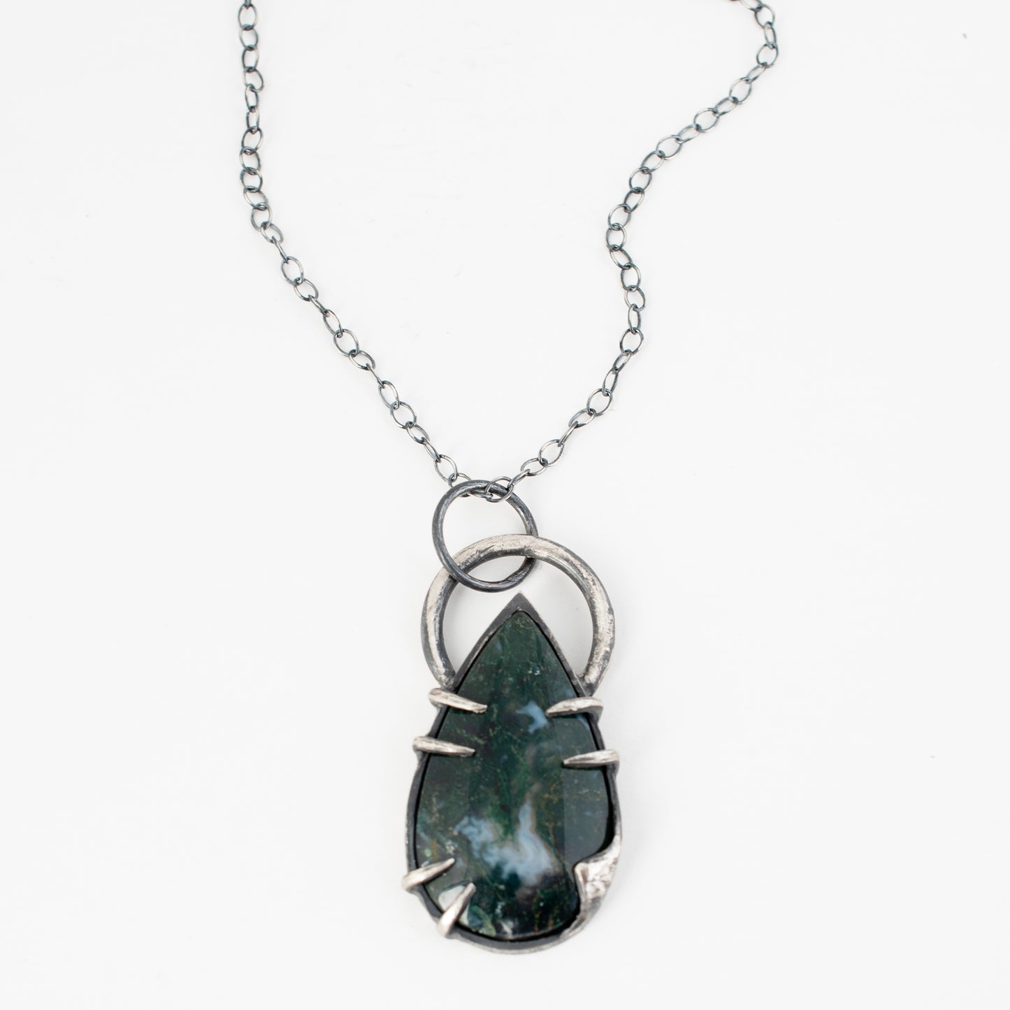 Black Sun Necklace // Moss Agate