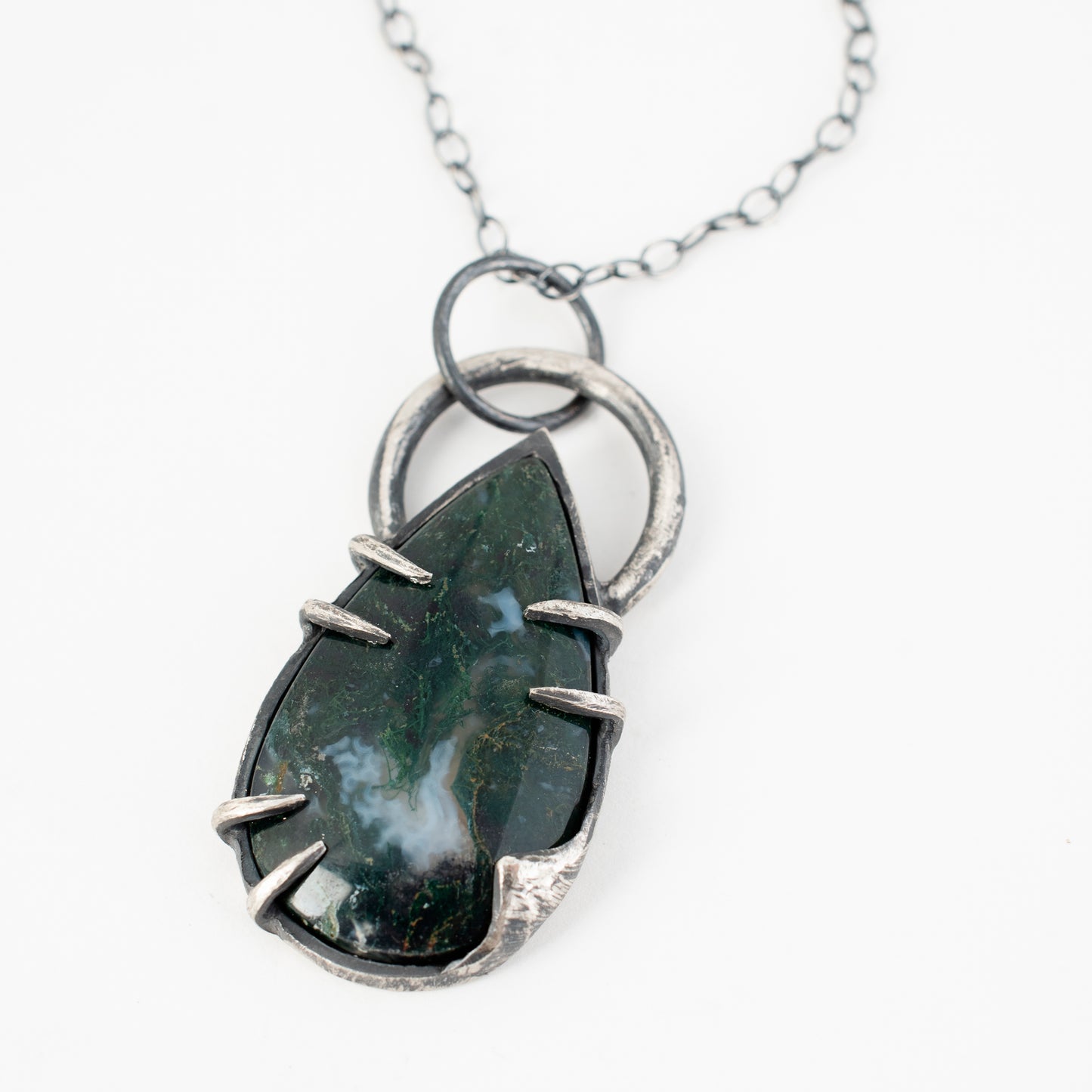 Black Sun Necklace // Moss Agate